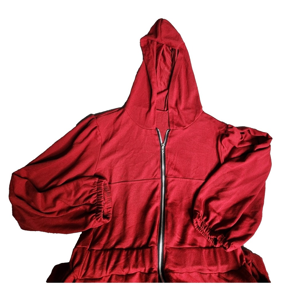 Red Romper Jumpsuit with Hoodie Comfy Size XL - Picture 4 of 9